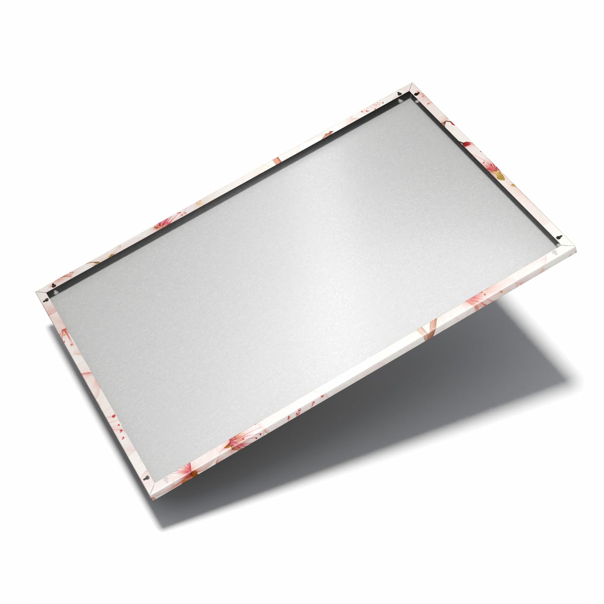 Nur 7 mm – liegt eng an der Wand – Metall Magnettafel - Kirschblüten auf Creme