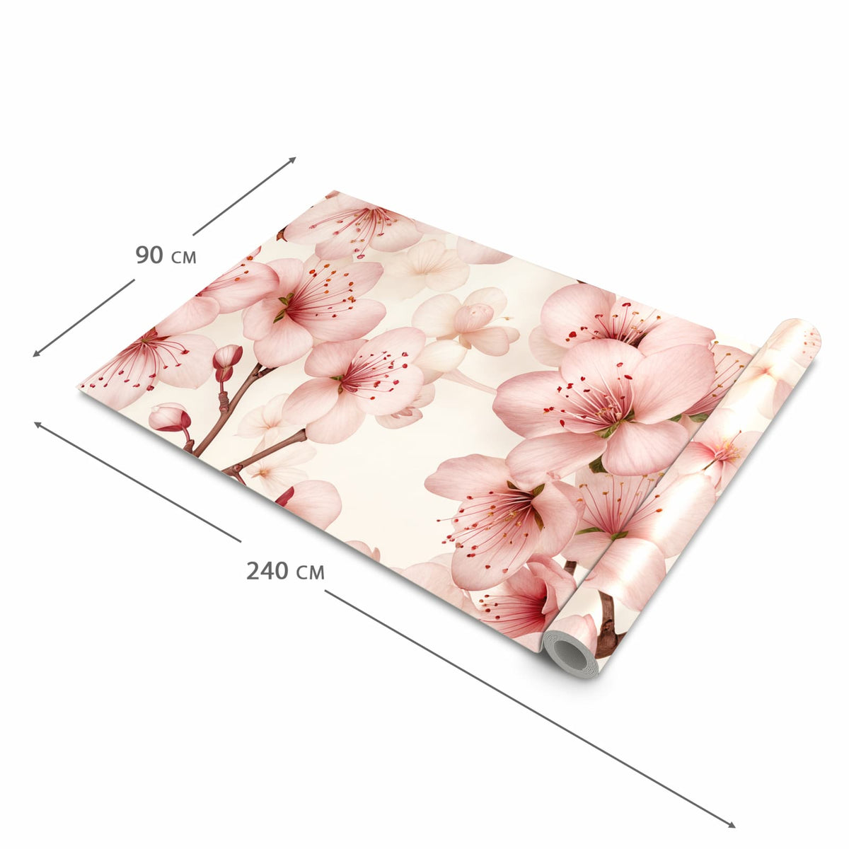 Waschbarer Küchenteppich mit Motiv Kirschblüten in der Grösse 80x280 cm für sichere Aufbewahrung