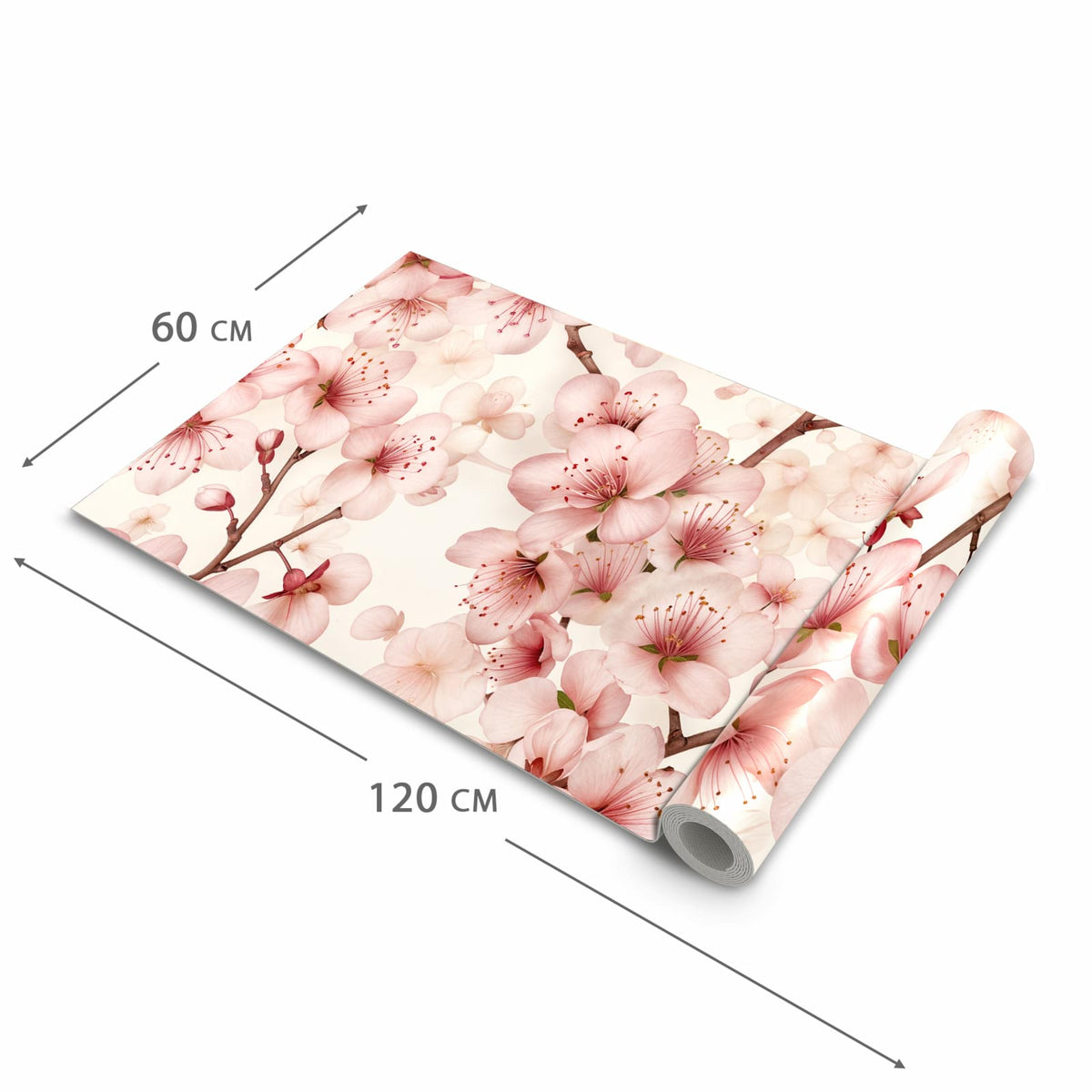 Waschbarer dünner Küchenteppich mit Motiv Kirschblüten in der Grösse 80x250 cm