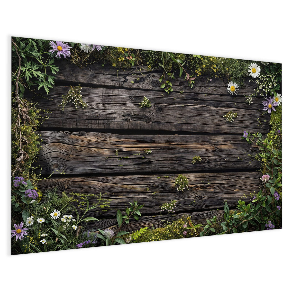 4 mm Glas statt lackiertem Blech – Magnettafel - Wildblumen auf Holz
