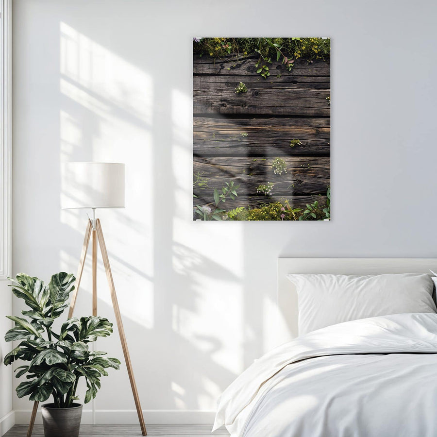 Maße Wandbild - Wildblumen auf Holz - Hochformat