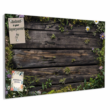 Metall Magnettafel mit dem Motiv Wildblumen auf Holz