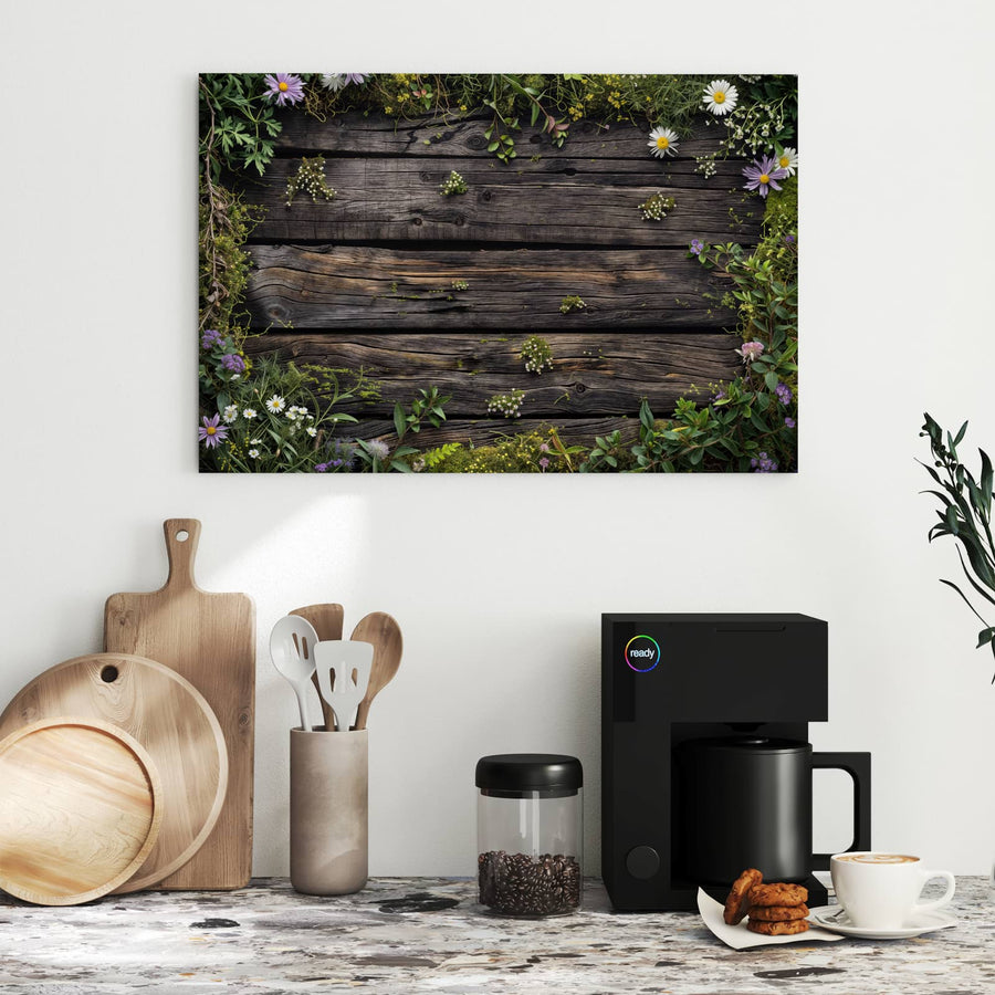 Maße Metall Magnettafel - Wildblumen auf Holz