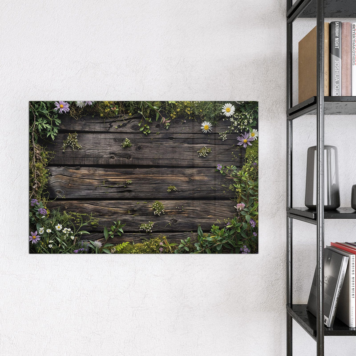 9 Größen – von 30 × 30 bis 120 × 90 cm – Magnettafel - Wildblumen auf Holz