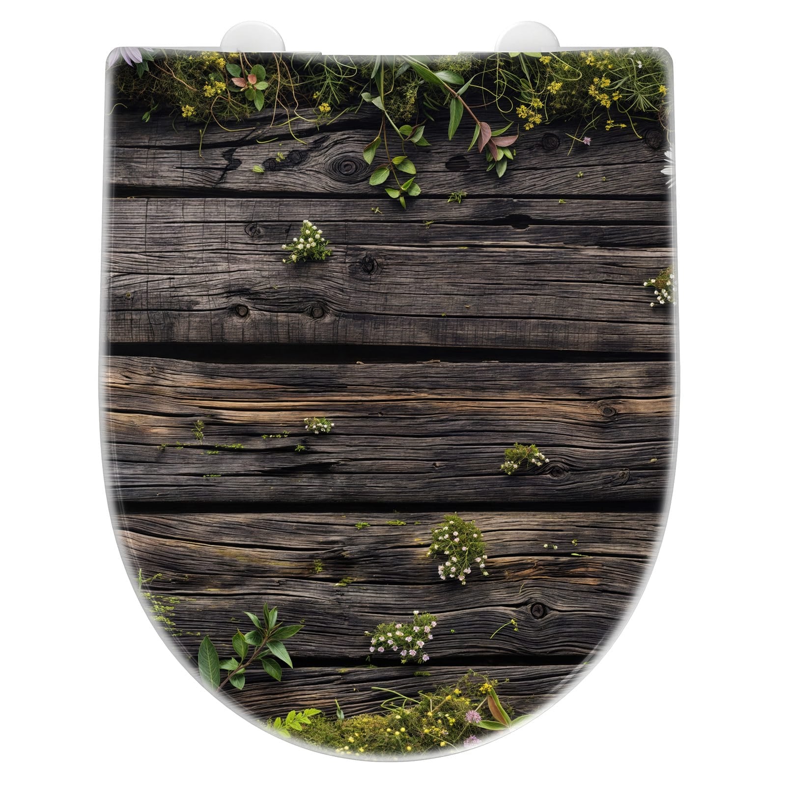 WC-Sitz mit Absenkautomatik Holz mit Blumen