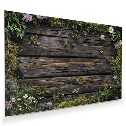 Wandbild mit dem Motiv Wildblumen auf Holz