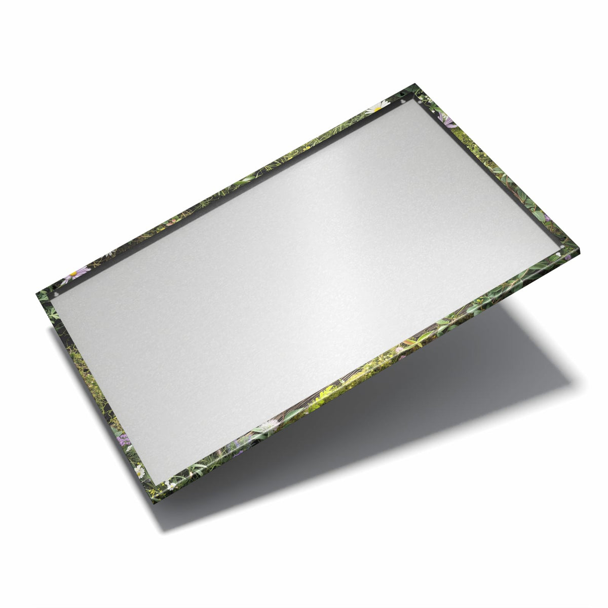 Nur 7 mm – liegt eng an der Wand – Metall Magnettafel - Wildblumen auf Holz