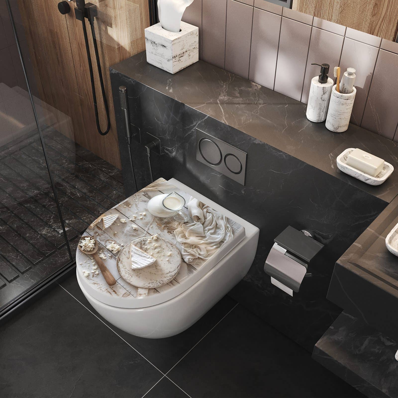 WC-Sitz mit Absenkautomatik Ziegenkäse Schale