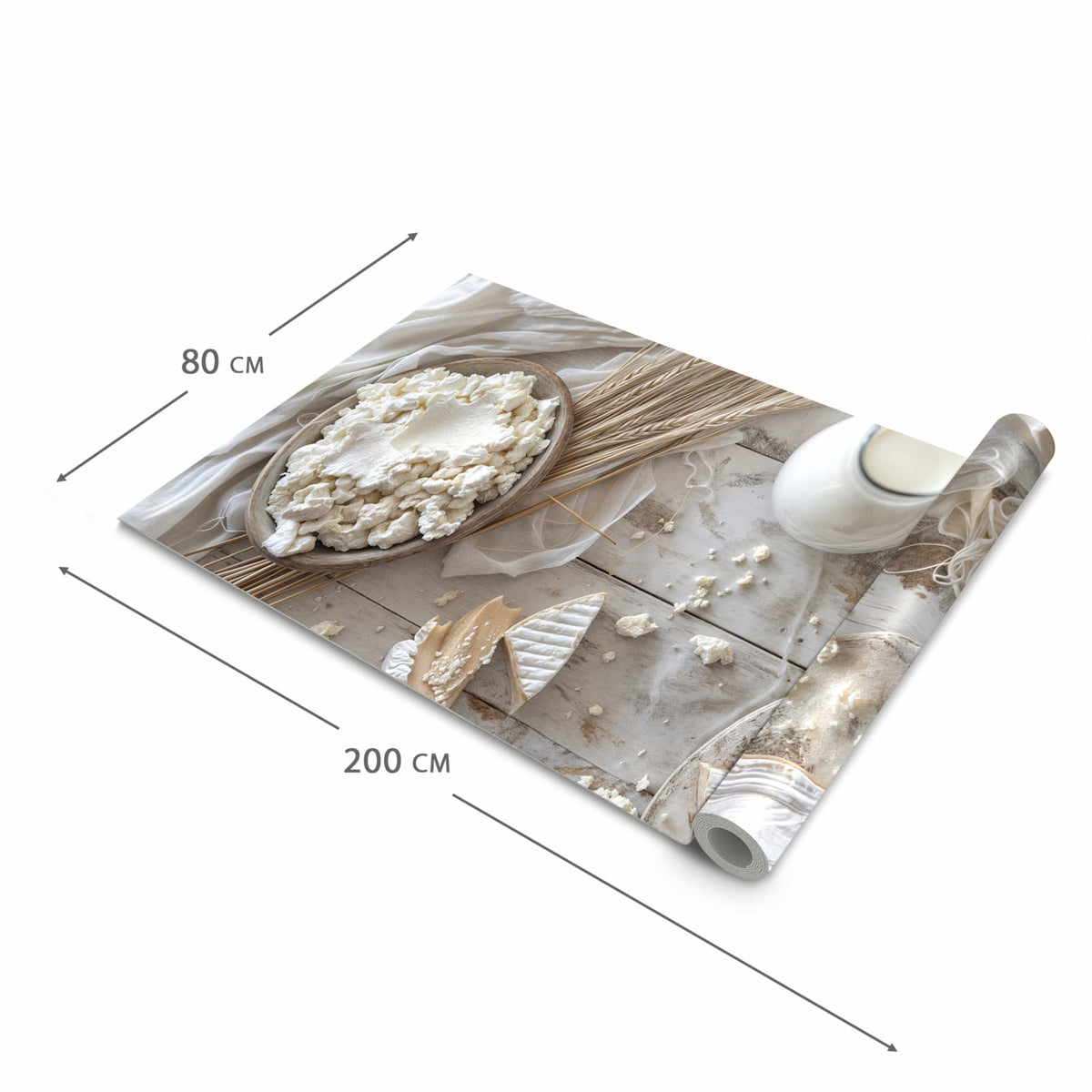 Komfortabler Läufer Küche mit Motiv Ziegenkäse Schale in der Grösse 60x270 cm