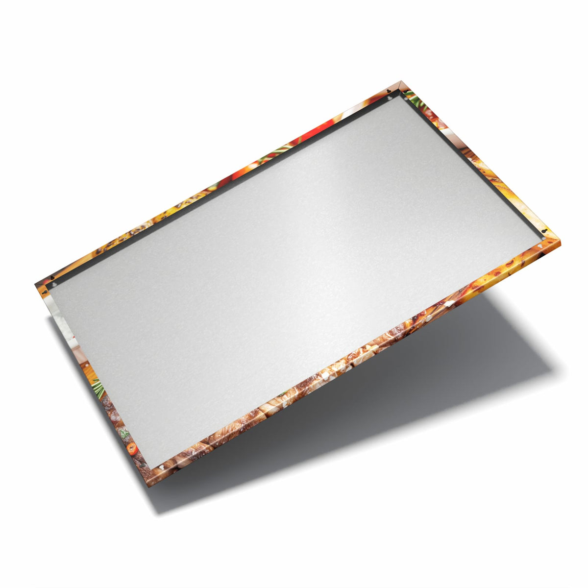 Nur 7 mm – liegt eng an der Wand – Metall Magnettafel - Steak mit Kartoffeln