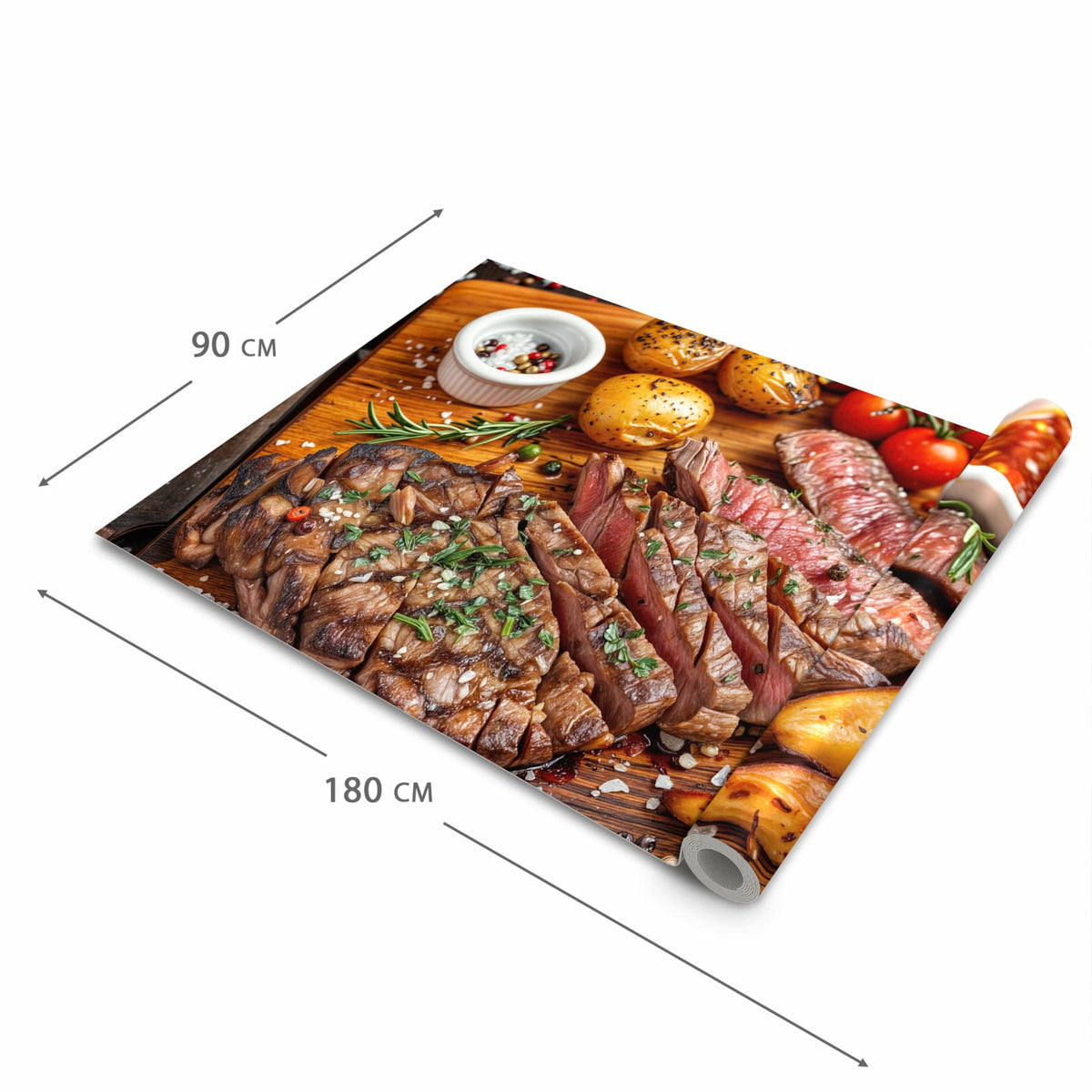 Waschbarer Küchenläufer mit Motiv Grillplatte in der Grösse 80x200 cm für angenehme Haptik