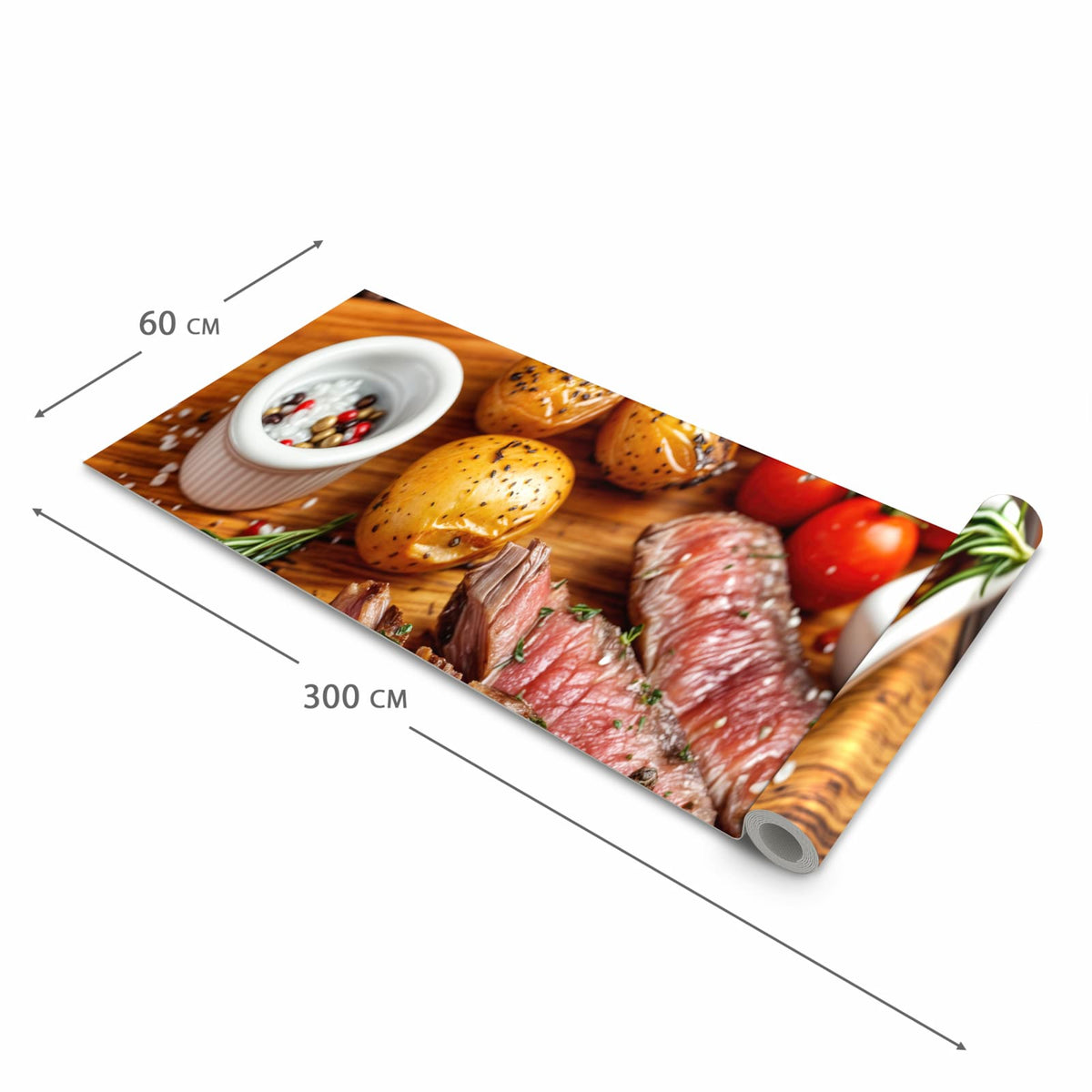 Langlebiger rutschfester Küchenläufer mit Motiv Grillplatte in der Grösse 80x200 cm