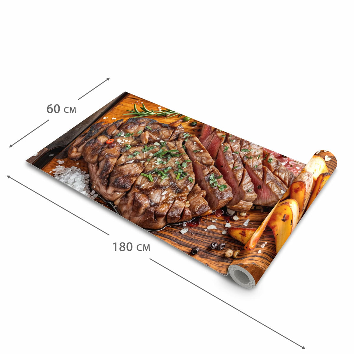 Fleckenresistenter Küchenläufer mit Motiv Grillplatte in der Grösse 80x200 cm