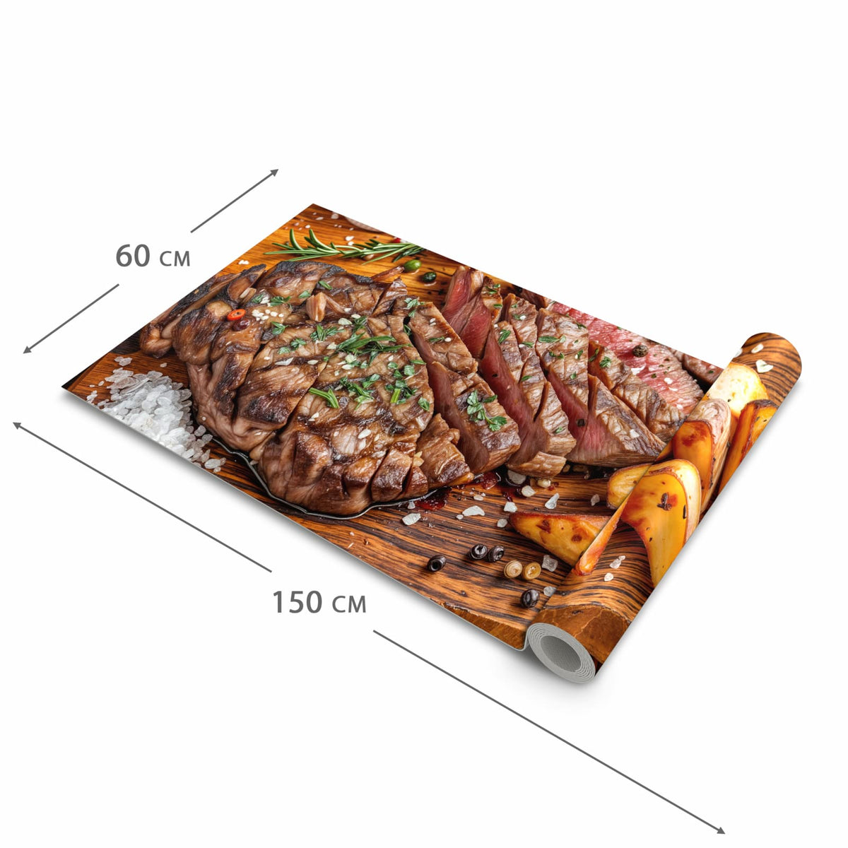 Wasserabweisender Küchenteppich mit Motiv Grillplatte in der Größe 80x200 cm