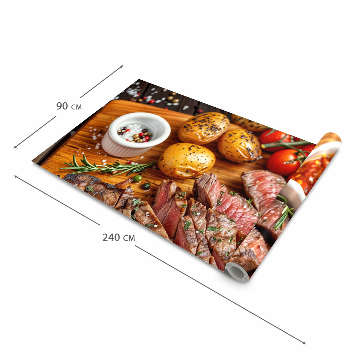 Hygienischer moderner Küchenläufer mit Motiv Grillplatte in der Grösse 80x200 cm