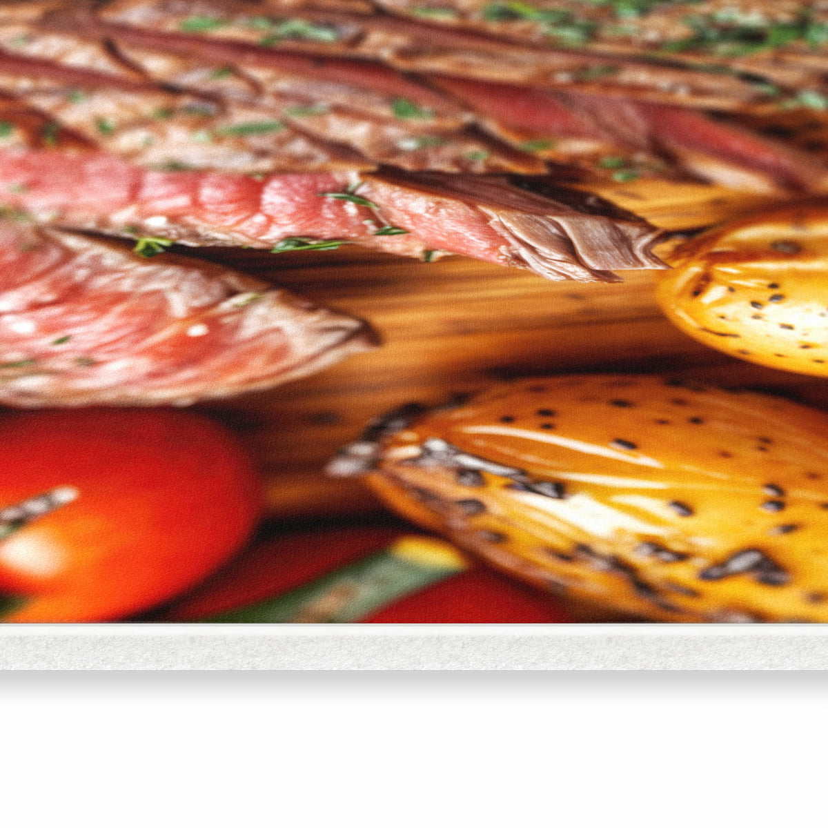 Waschbarer Küchenteppich mit Motiv Grillplatte in seitlicher Ansicht