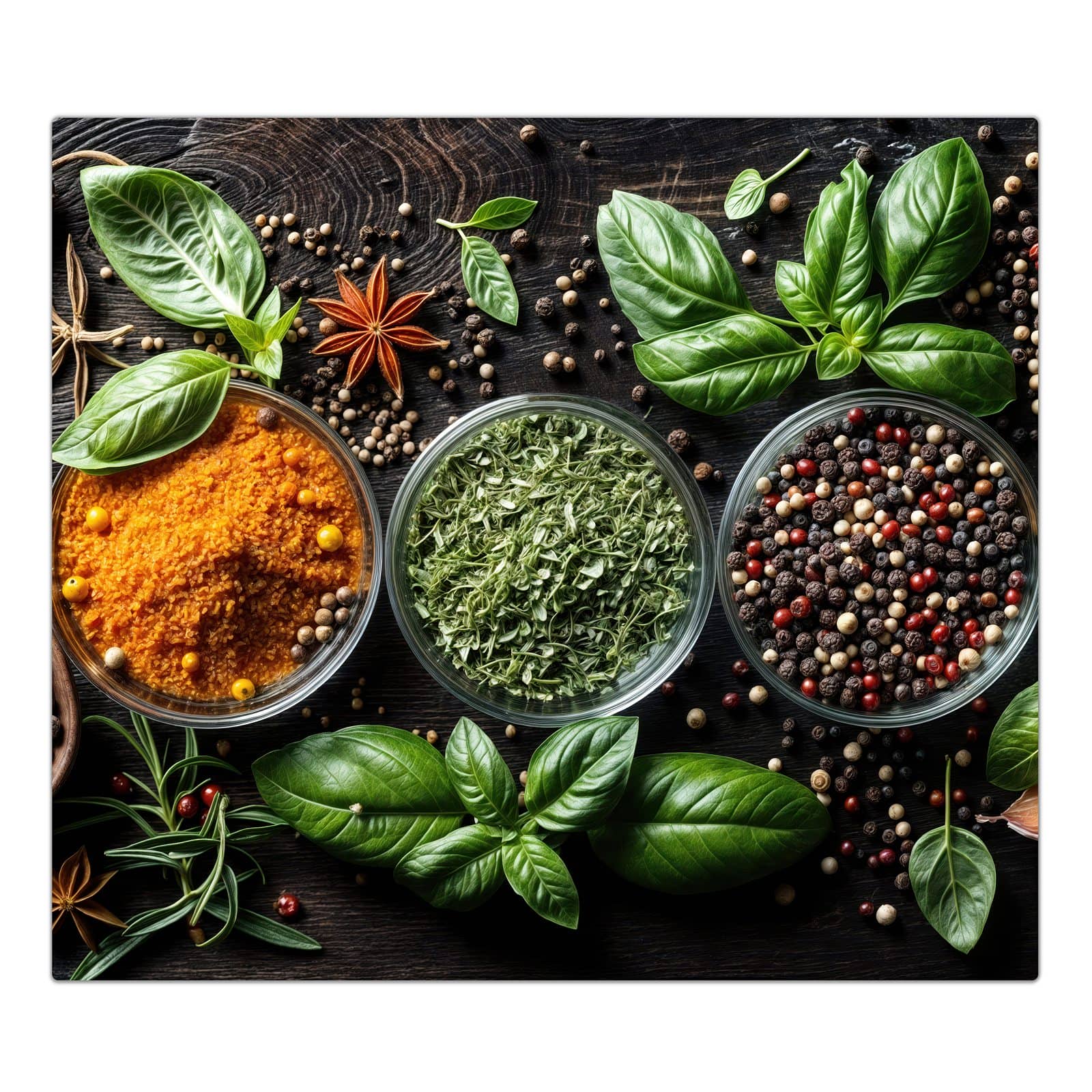 1-teilige Deckplatte aus Glas mit Gewürze Und Kräuter-Motiv in der Frontansicht #grösse_1-Teilig (60x52cm)
