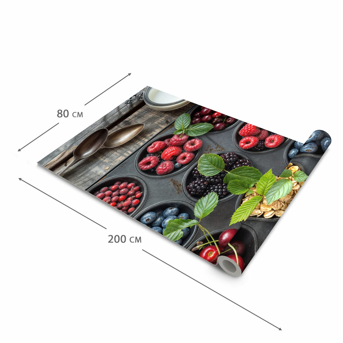 Rutschhemmender Läufer Eingangsbereich mit Motiv Bunte Beeren in der Grösse 60x90 cm