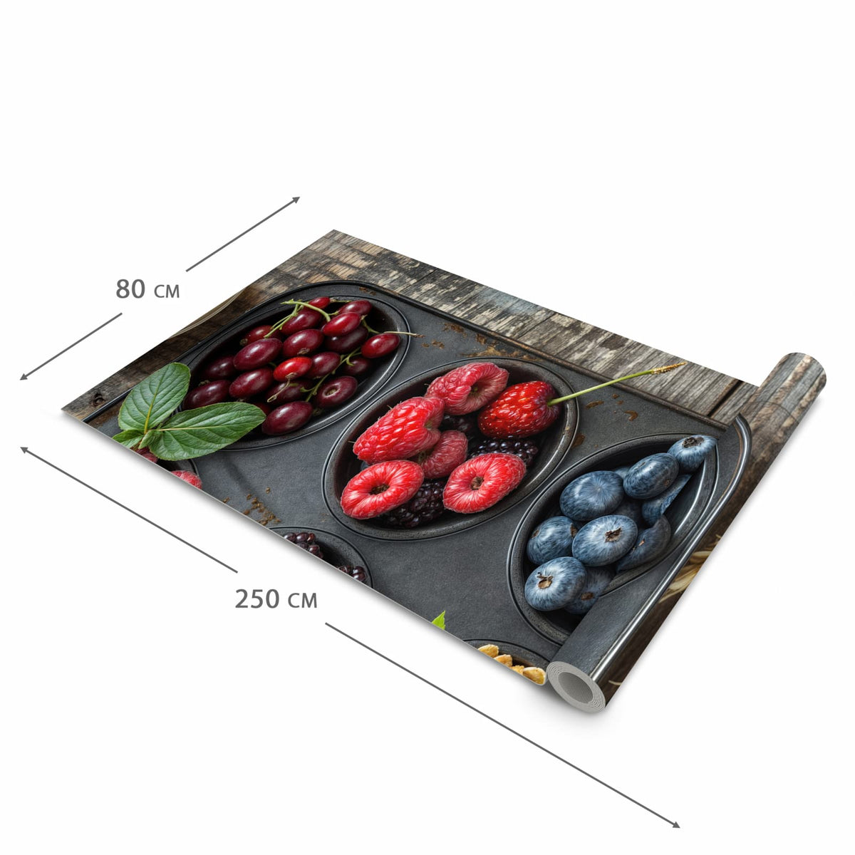 Pflegeleichter rutschfester Läufer mit Motiv Bunte Beeren in der Grösse 60x90 cm