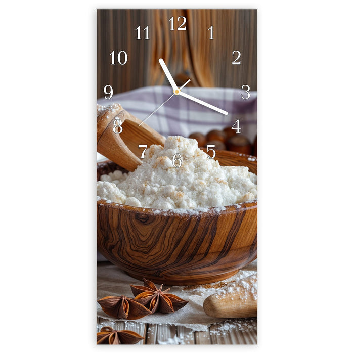 Wanduhr Backzubehör Rustikal aus Glas – Hochformat 30 × 60 cm mit Ziffernblatt Klassisch