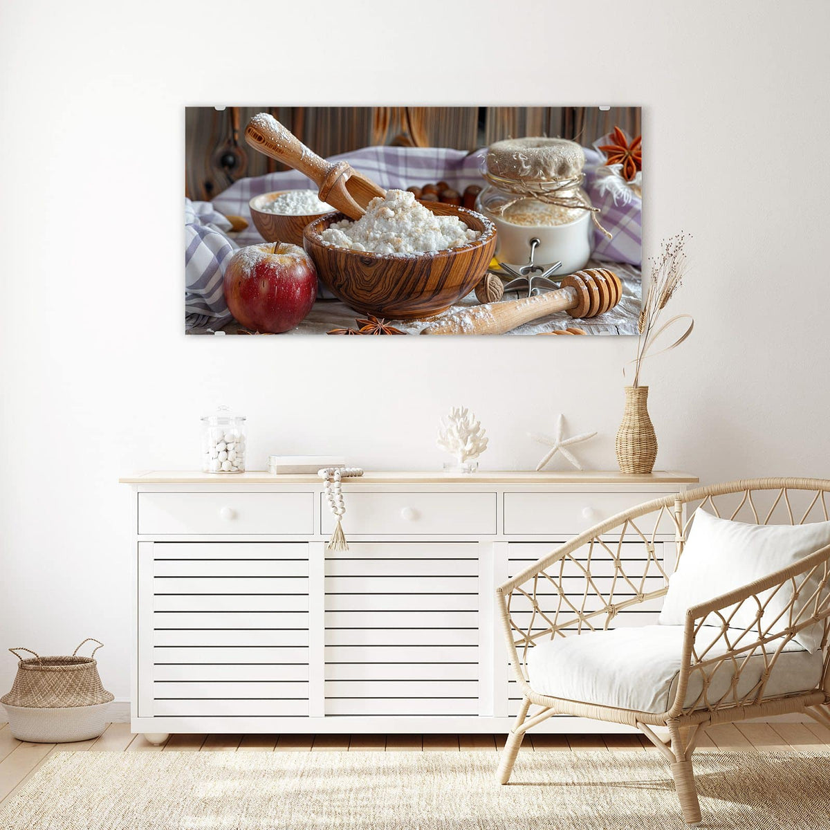 Echtglas, 4 mm – kein Acryl, keine Folie – Wandbild - Rustikales Backen - Querformat