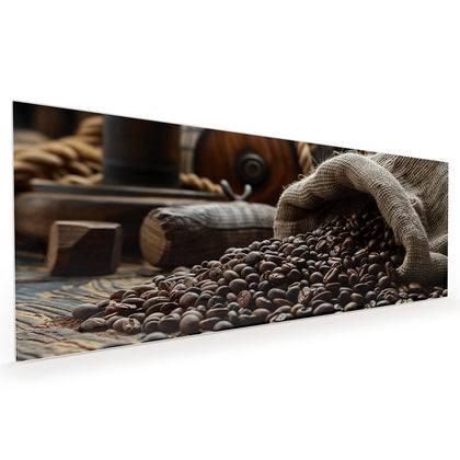 Küchenrückwand mit dem Motiv Kaffeesack mit Bohnen
