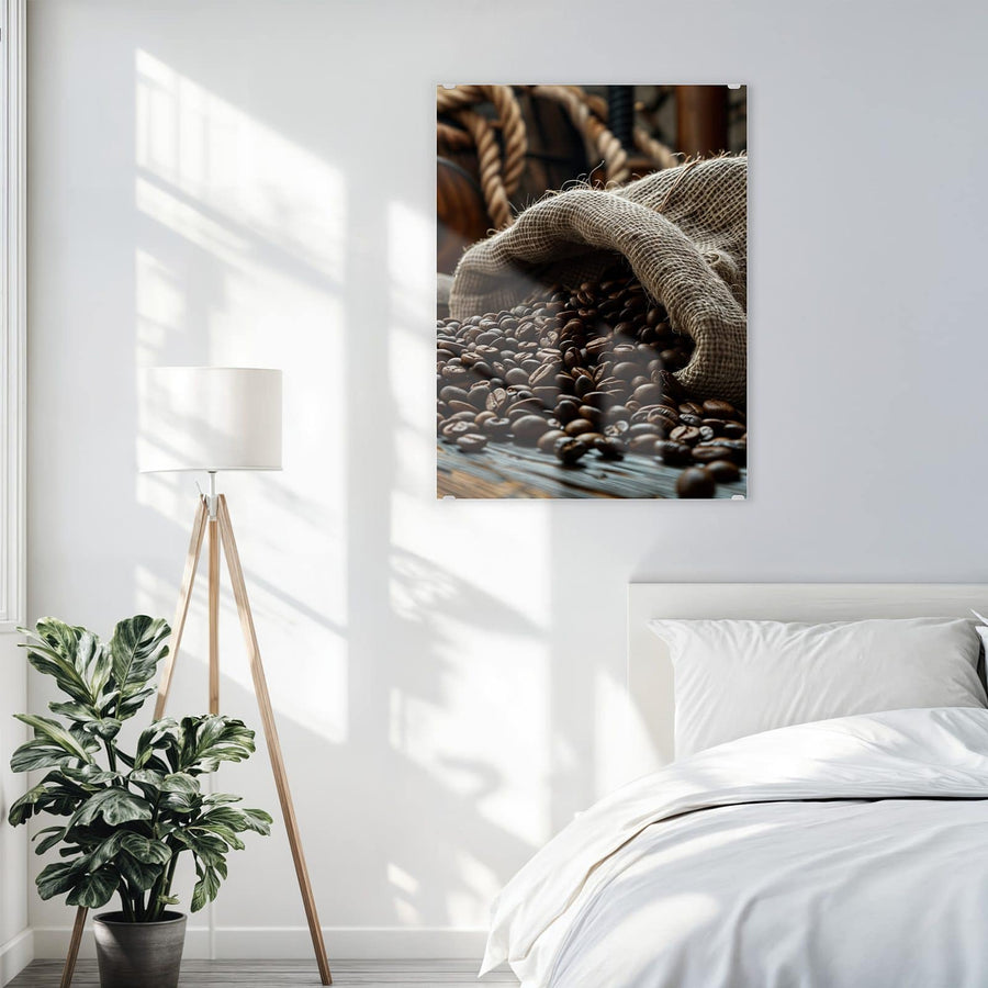 Maße Wandbild - Kaffeesack mit Bohnen - Hochformat