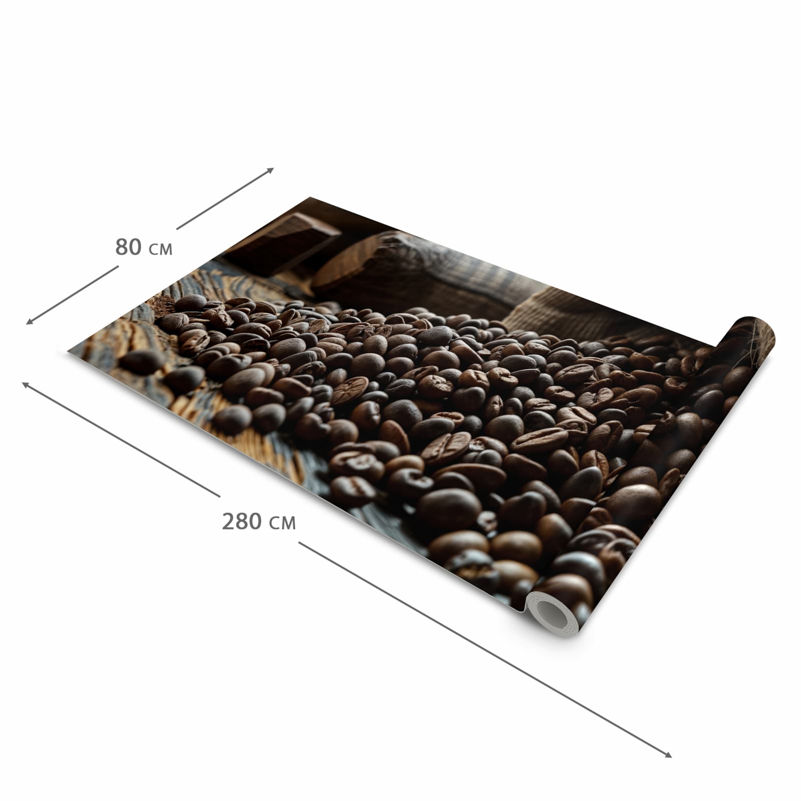 Großer Küchenteppich mit Motiv Kaffeebohnen Sack in der Grösse 60x300 cm für Trittkomfort