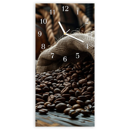 Wanduhr mit dem Motiv Kaffeesack mit Bohnen