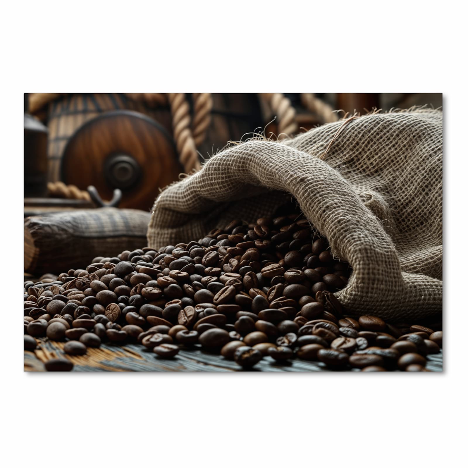 Küchenteppich mit Motiv Kaffeebohnen Sack in Frontansicht für Ordnung & Übersicht