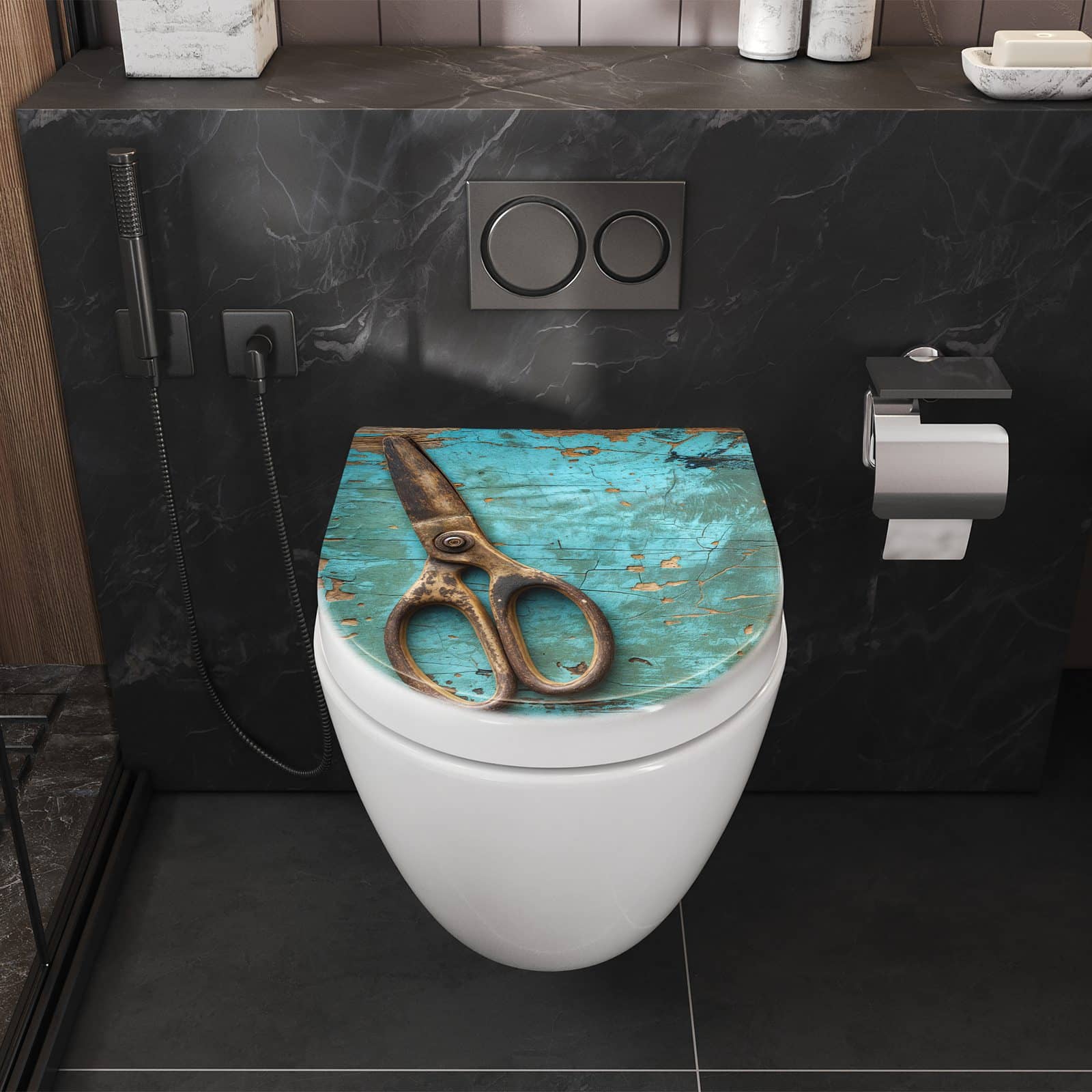 WC-Sitz mit Absenkautomatik Alte Schereauf Holz