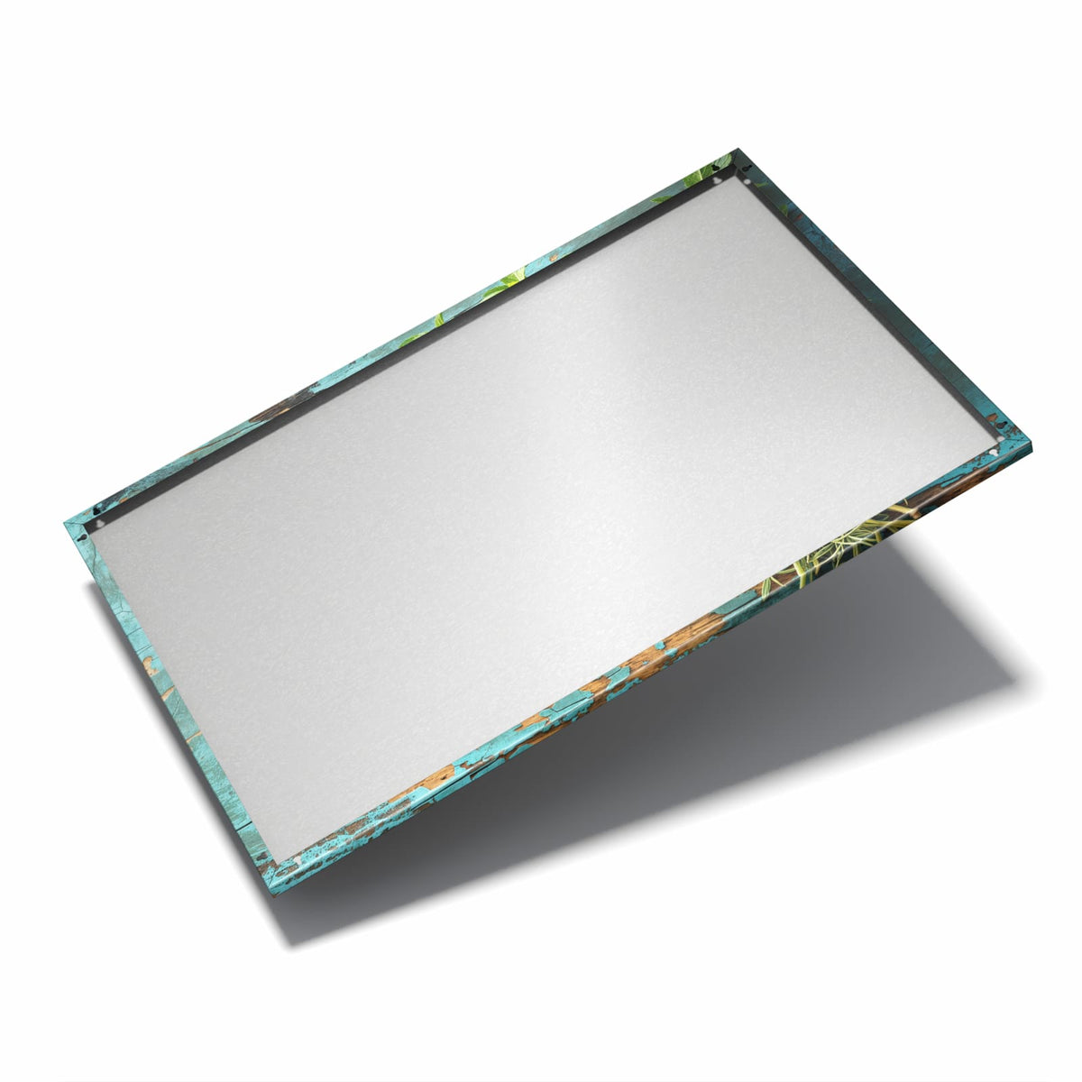Nur 7 mm – liegt eng an der Wand – Metall Magnettafel - Alte Schere auf Holz