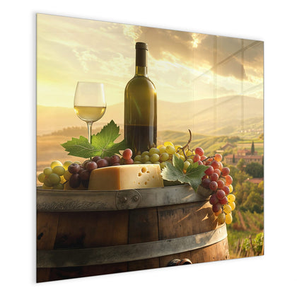 Magnettafel mit dem Motiv Wein und Käse