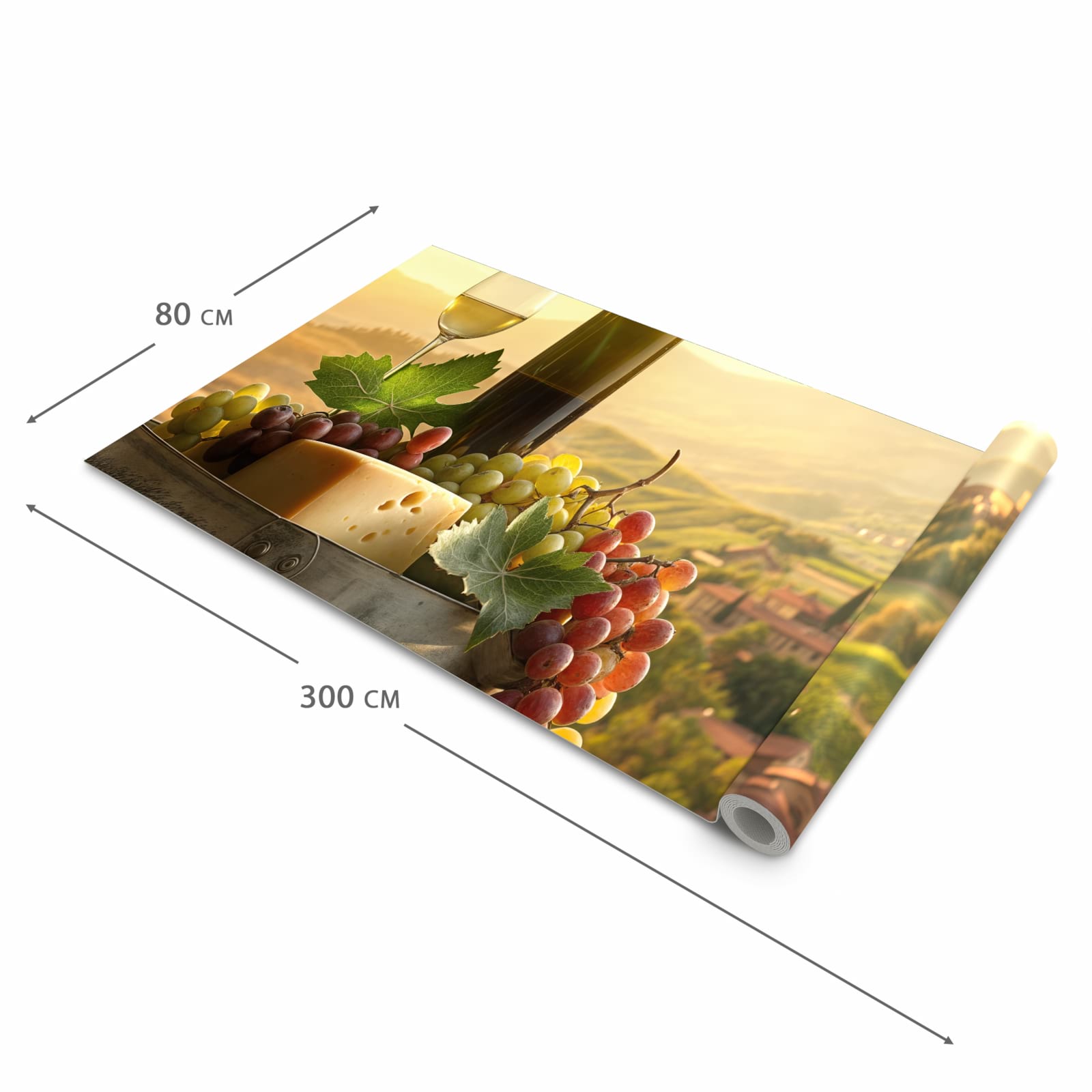 Schmutzabweisender Küchenvorleger mit Motiv Weinland Idylle in der Größe 60x270 cm