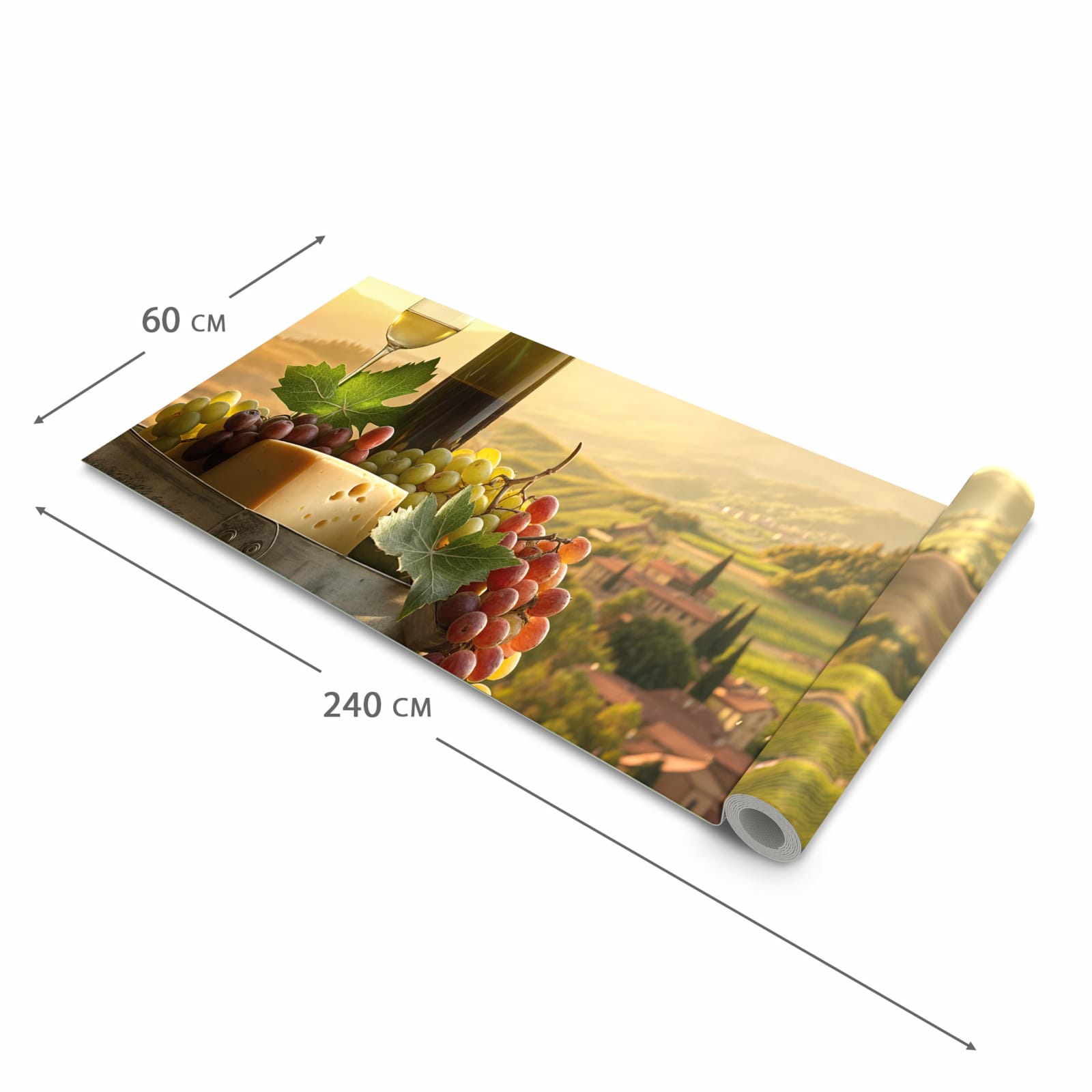 Zeitsparender Küchenteppich mit Motiv Weinland Idylle in der Grösse 60x270 cm