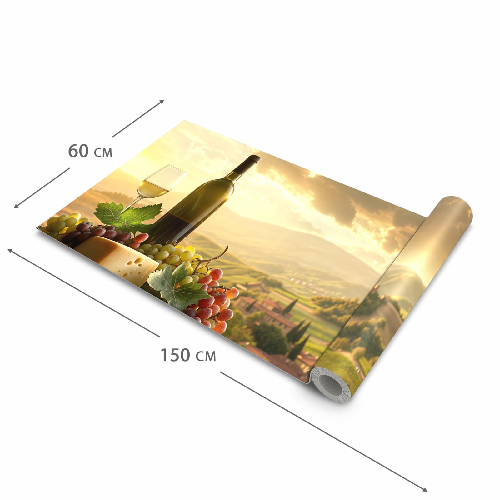 Formstabiler Küchenteppich mit Motiv Weinland Idylle in der Grösse 60x270 cm