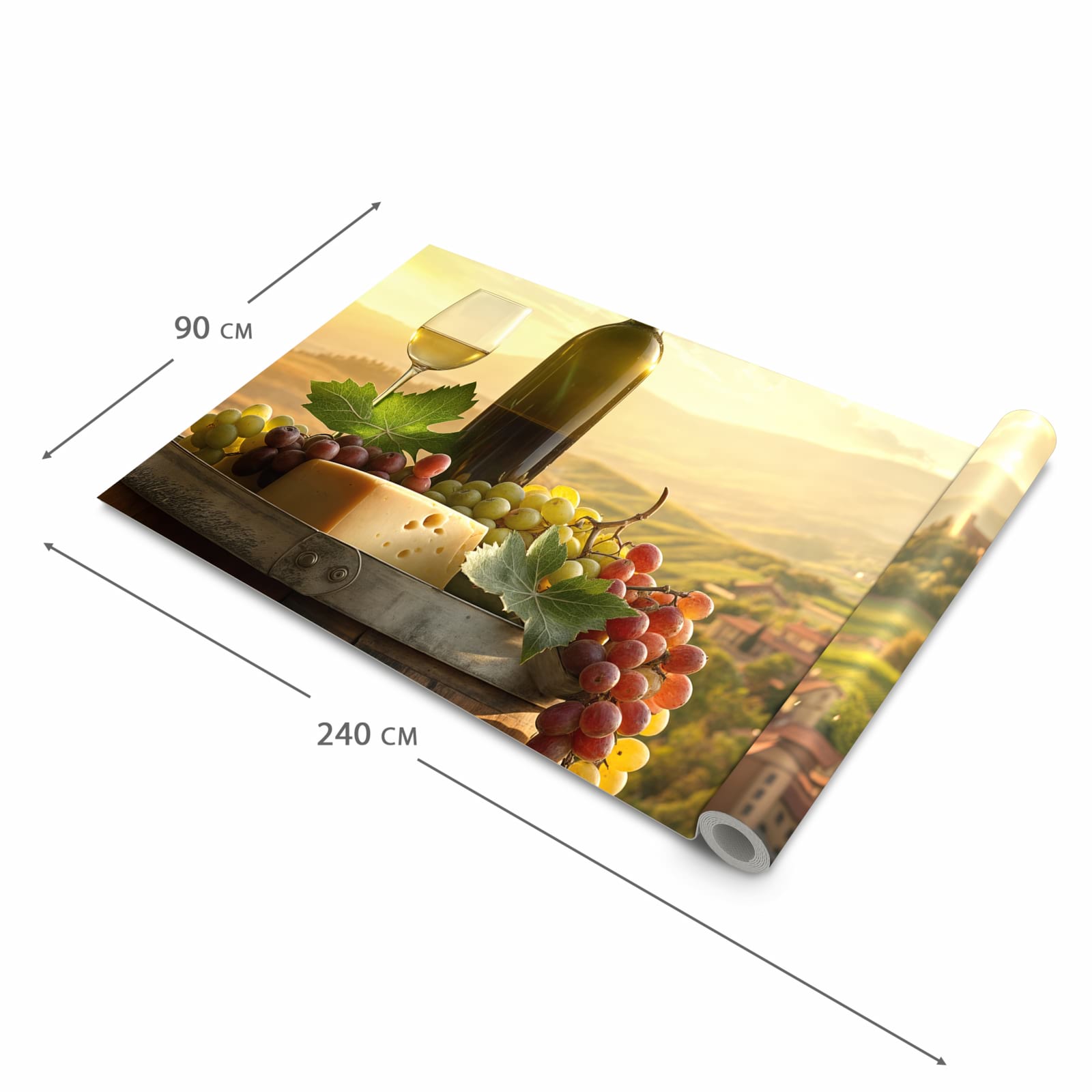 Langlebiger Küchenläufer mit Motiv Weinland Idylle in der Grösse 60x270 cm