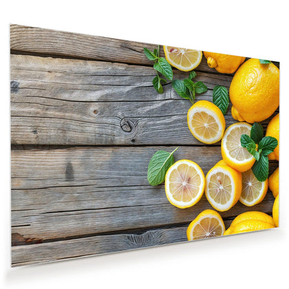 Wandbild mit dem Motiv Zitronen und Minze