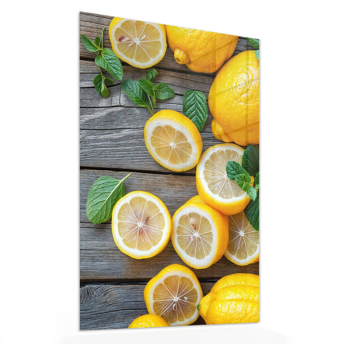 11 Größen – von 30 × 60 bis 60 × 150 cm – Wandbild - Zitronen und Minze - Hochformat