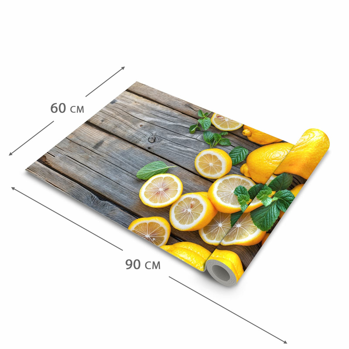Wasserabweisender waschbarer Küchenteppich mit Motiv Lemon Fresh in der Grösse 60x240 cm