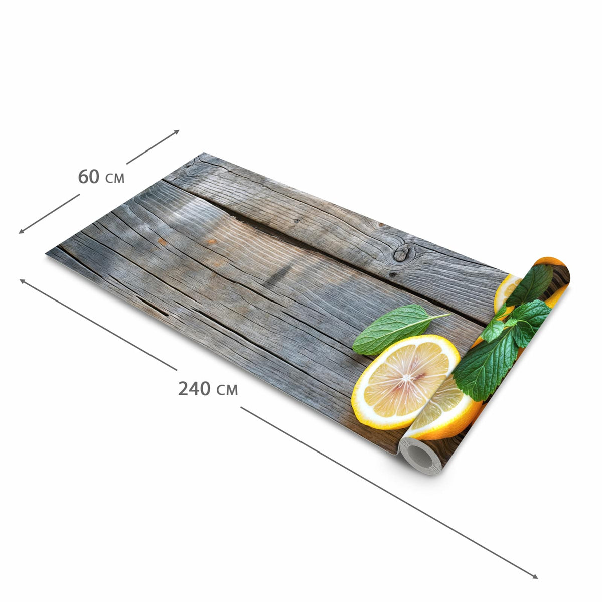 Abriebfester rutschfester Küchenteppich mit Motiv Lemon Fresh in der Grösse 60x240 cm