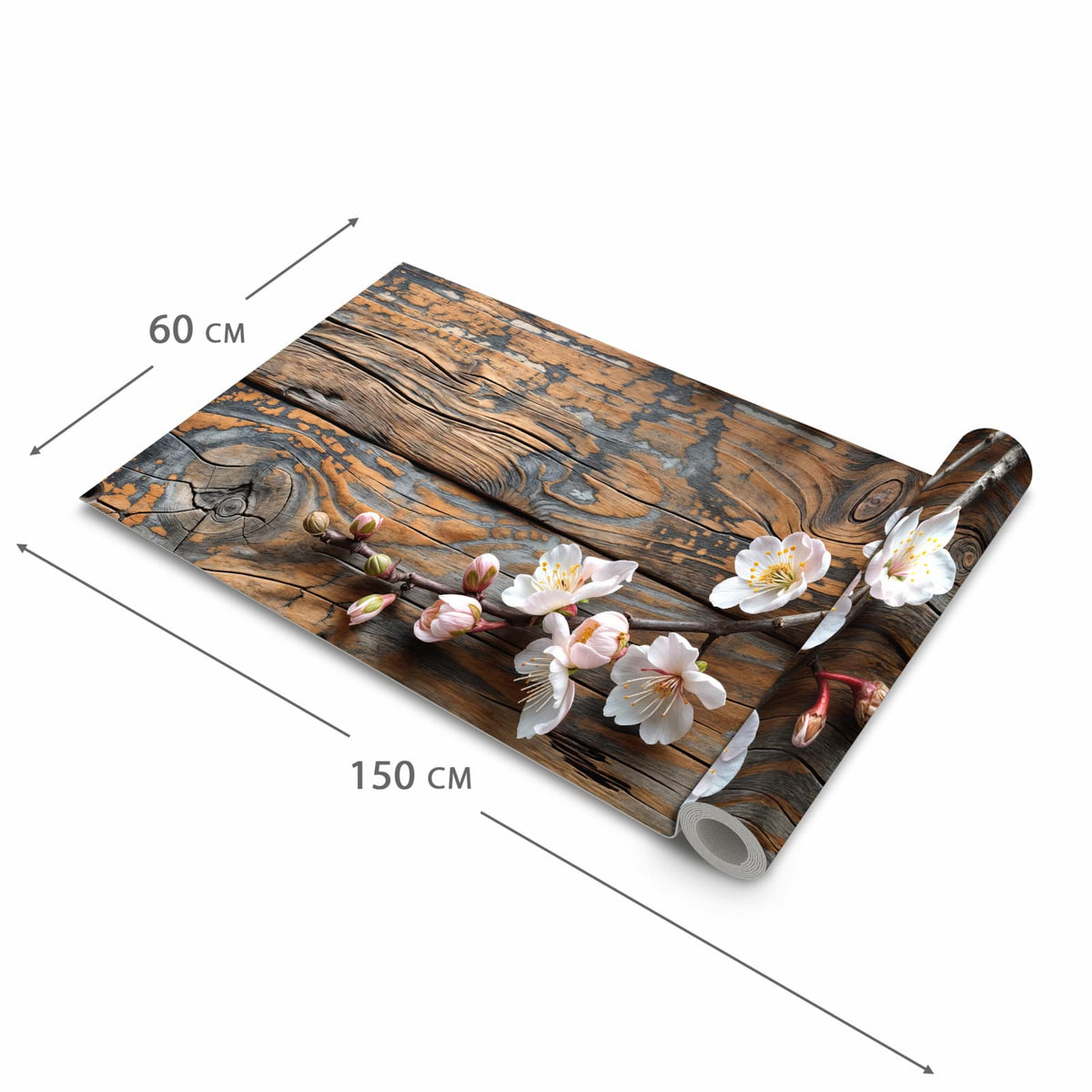 Abriebfester Küchenteppich mit Motiv Kirschblüten Holz in der Grösse 60x180 cm