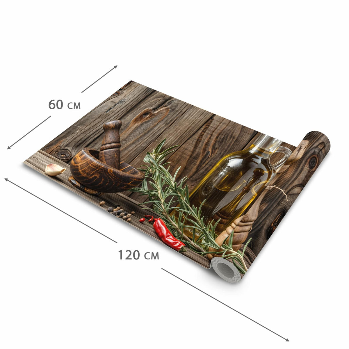 Hygienischer rutschfester Küchenläufer mit Motiv Küchendekoration in der Grösse 60x180 cm
