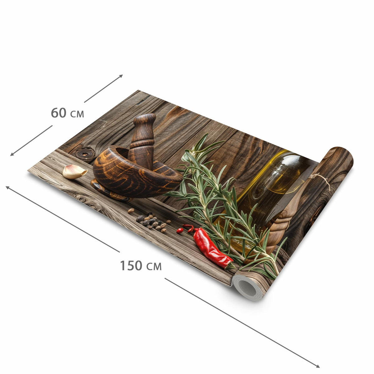 Strapazierfähiger waschbarer Küchenläufer mit Motiv Küchendekoration in der Größe 60x180 cm
