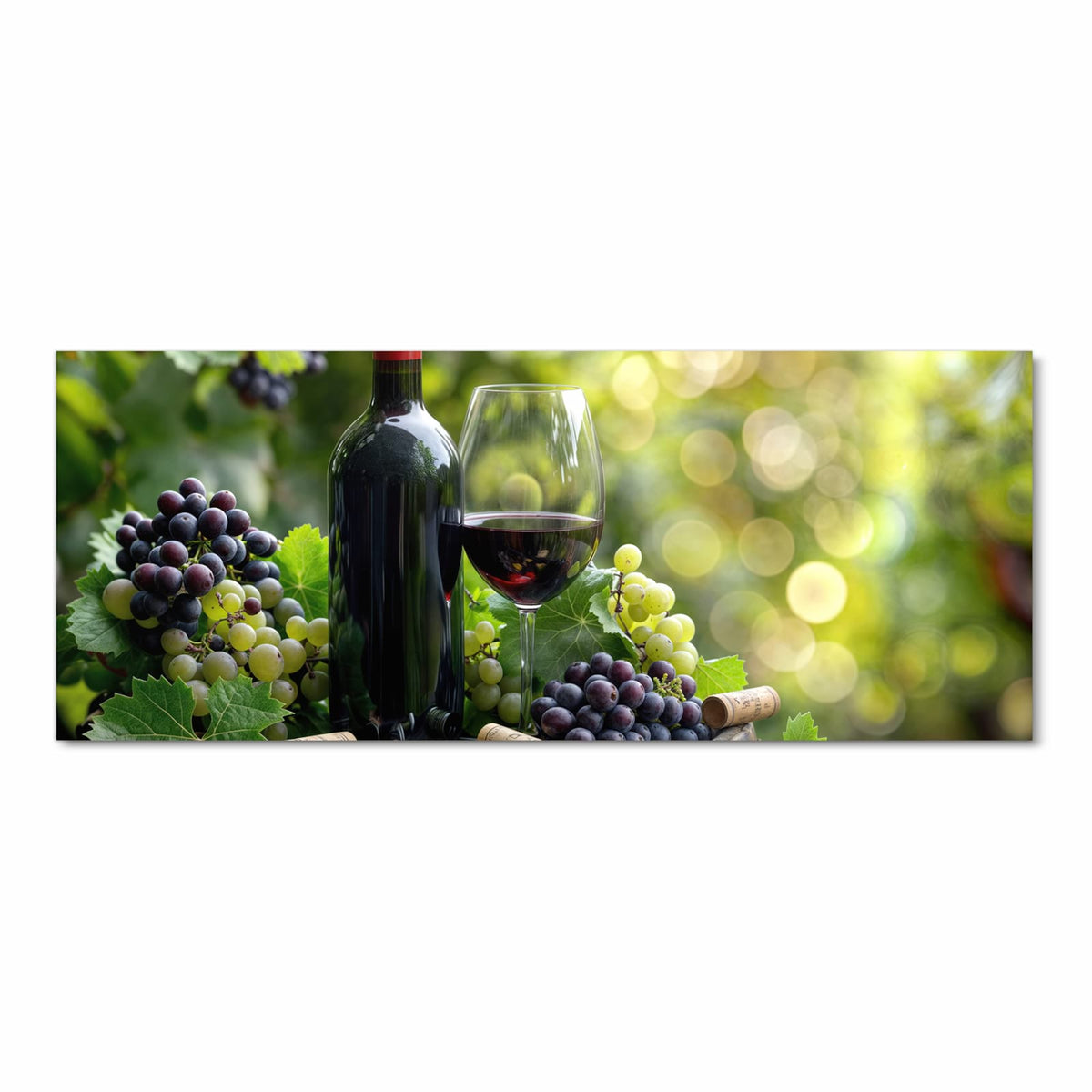Pflegeleichter Küchenläufer mit Motiv Wein Und Trauben in Frontansicht