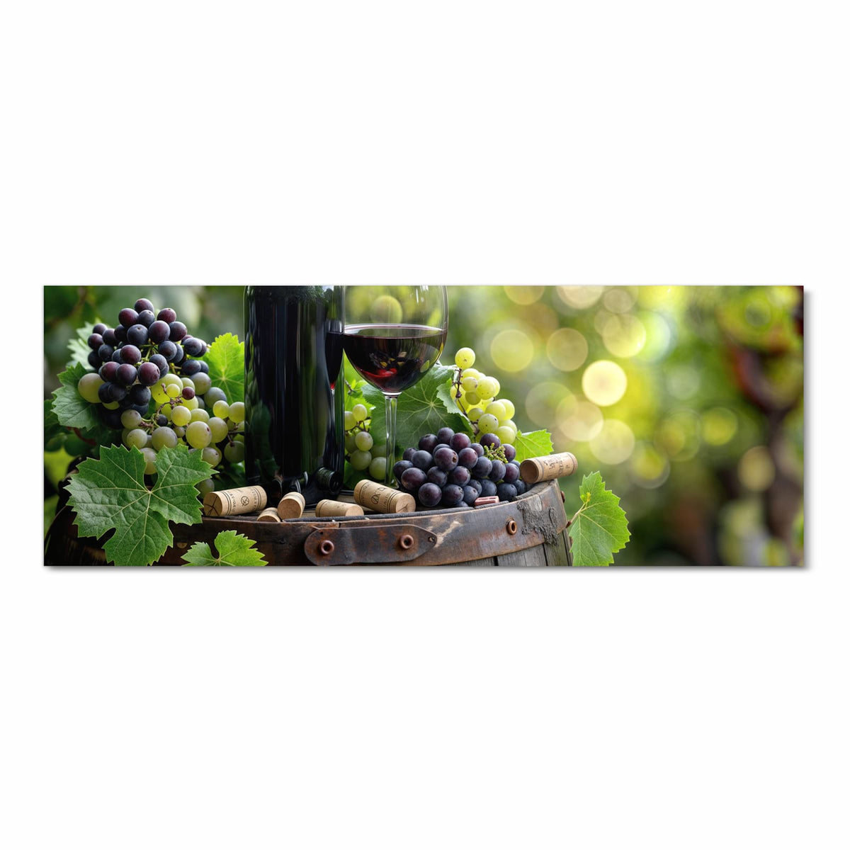 Waschbarer dünner Küchenteppich mit Motiv Wein Und Trauben in Frontansicht für Ordnung