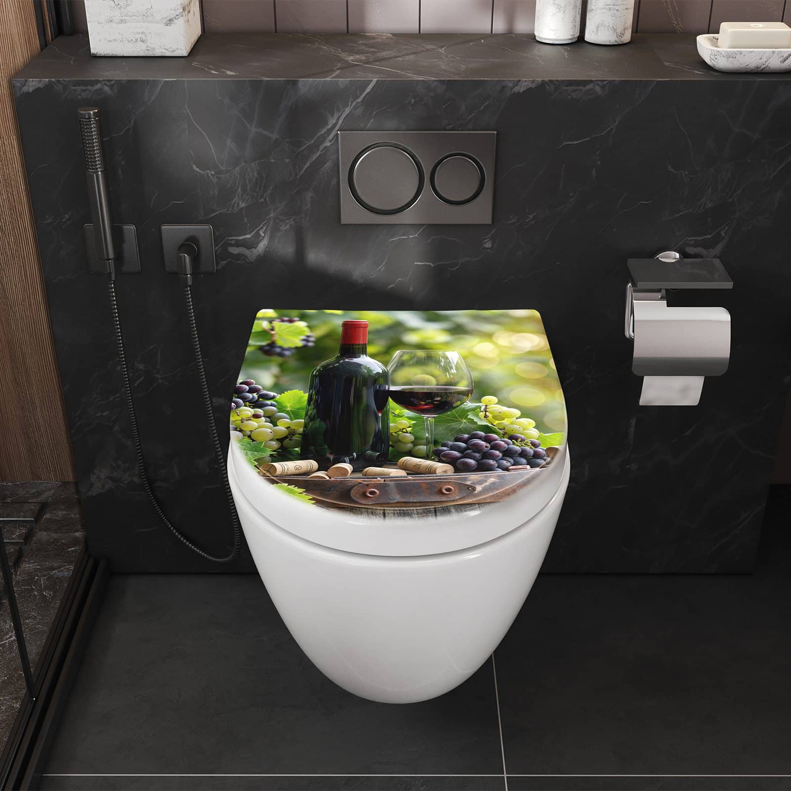 WC-Sitz mit Absenkautomatik Wein Und Trauben