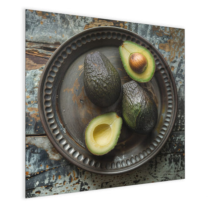 Magnettafel mit dem Motiv Avocados auf Zinnteller