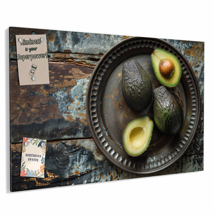Metall Magnettafel mit dem Motiv Avocados auf Zinnteller