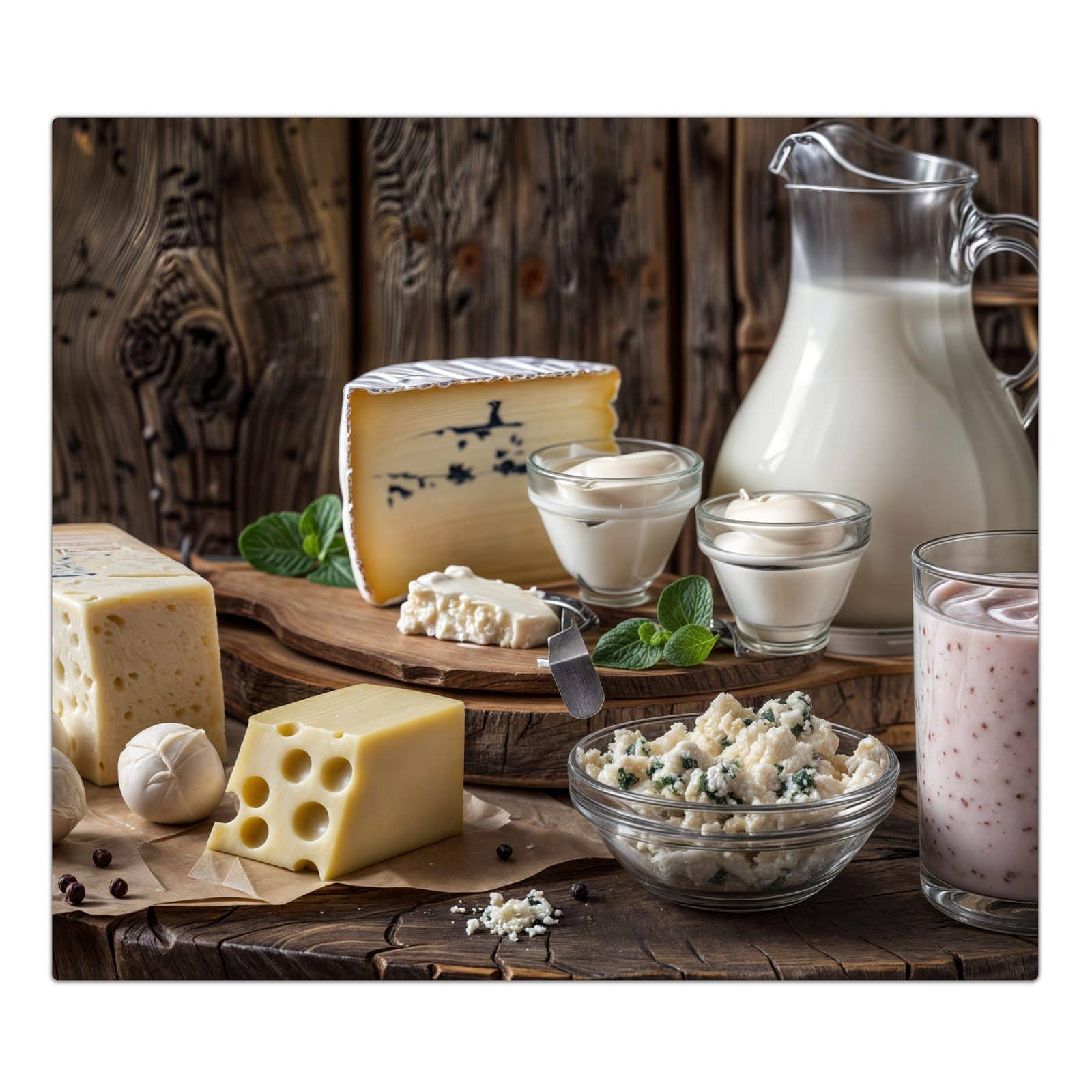 1-teilige Herdabdeckplatte mit Käseplatte mit Milch-Motiv in der Frontansicht